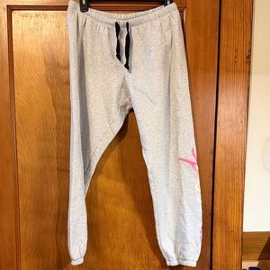 PINK Victoria's Secret Gray Joggers with Pink Accents